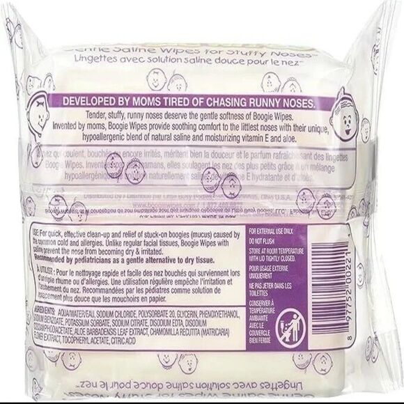 Eleeo Brands Boogie Wipes Soft Natural Saline Tissue 30 Count, (3-Pack) SU67 - Picture 2 of 2